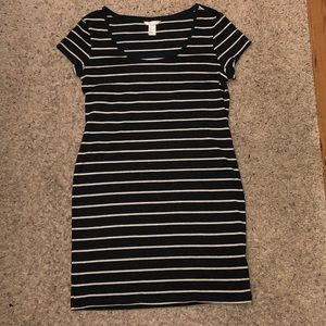 Cotton grey and cream stripped dress